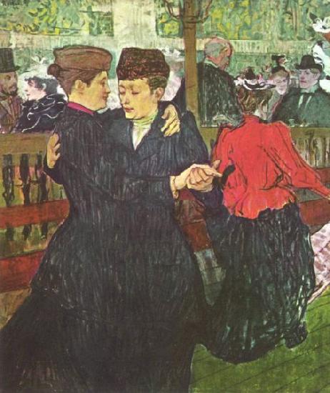 Henri de toulouse-lautrec Im Moulin Rouge, Zwei tanzende Frauen oil painting image